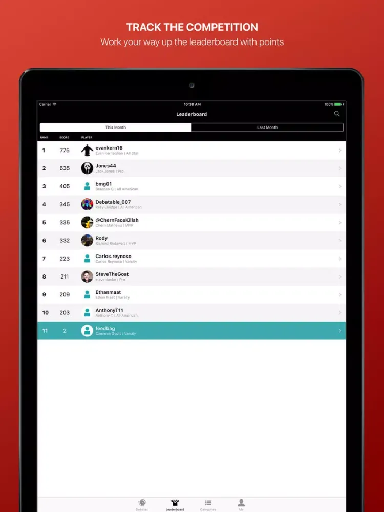 Fandings - Social Network for Sports Debate iPad  スクリーンショット