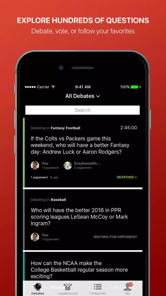 Fandings - Social Network for Sports Debate スクリーンショット