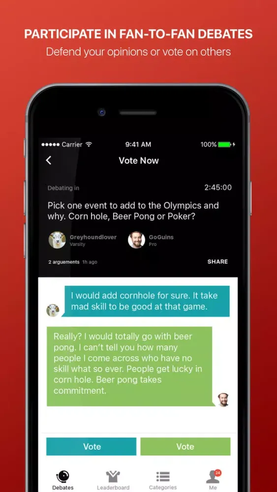 Fandings - Social Network for Sports Debate スクリーンショット