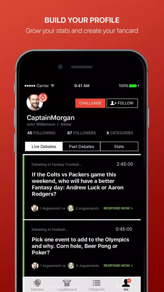 Fandings - Social Network for Sports Debate スクリーンショット