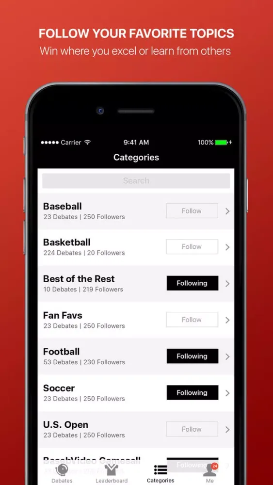 Fandings - Social Network for Sports Debate スクリーンショット