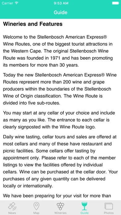 Screenshot di Stellenbosch Wine Routes