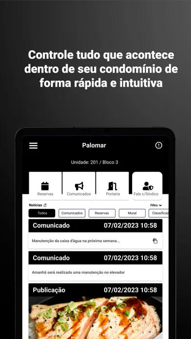 Capturas de tela do SindicoApp - CondominioApp
