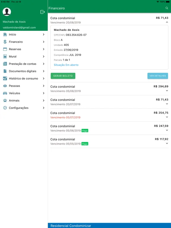 Condominizar Portal Condomínio iPad  Screenshots