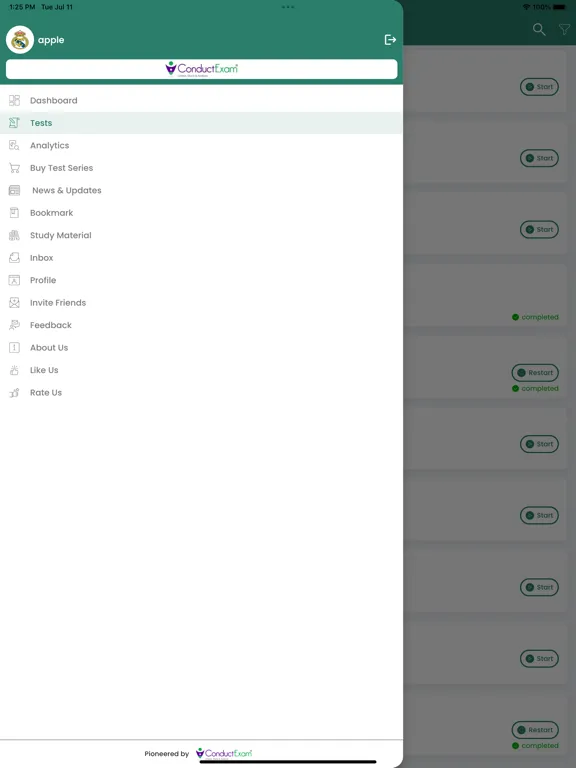 Conduct Exam Pilot iPad  Ekran Görüntüleri