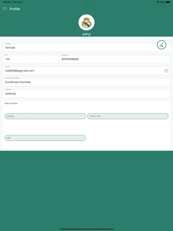 Conduct Exam Pilot iPad  Ekran Görüntüleri