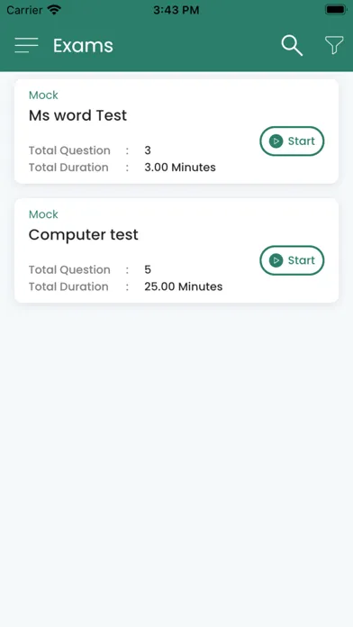 Conduct Exam Pilot Ekran Görüntüleri