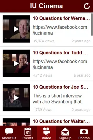 Capturas de tela do IU Cinema