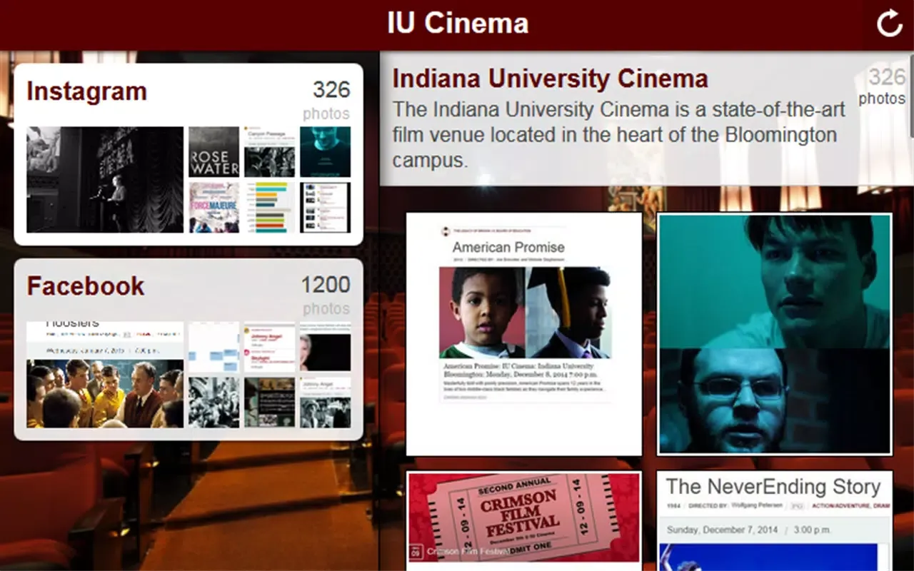 Capturas de tela do IU Cinema