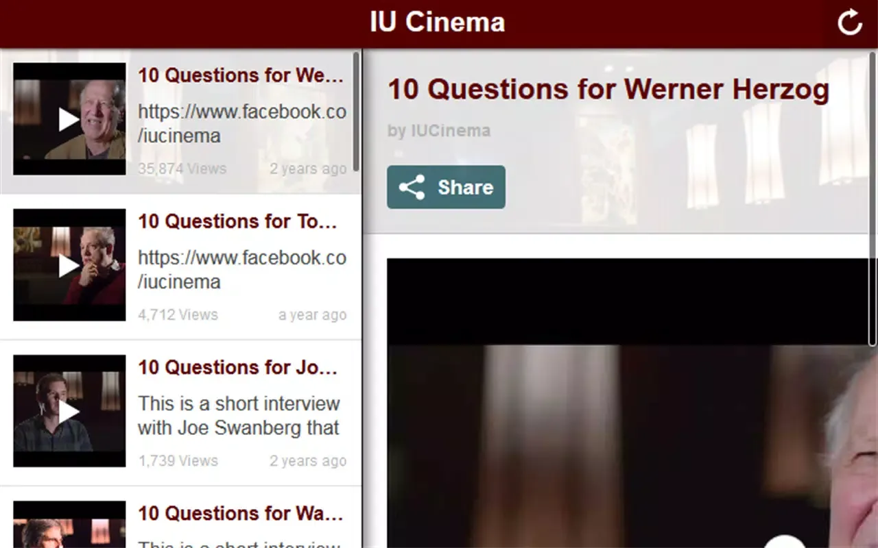 Capturas de tela do IU Cinema