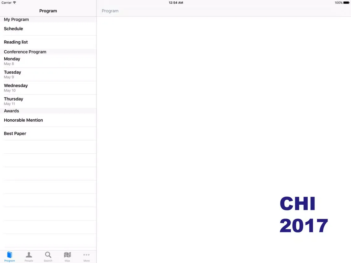 Ảnh chụp màn hình của SIGCHI2017 iPad 