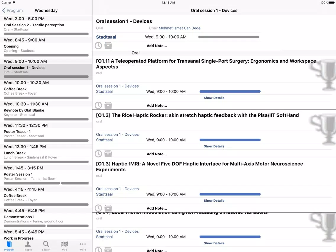 Haptics2017 iPad  Ekran Görüntüleri