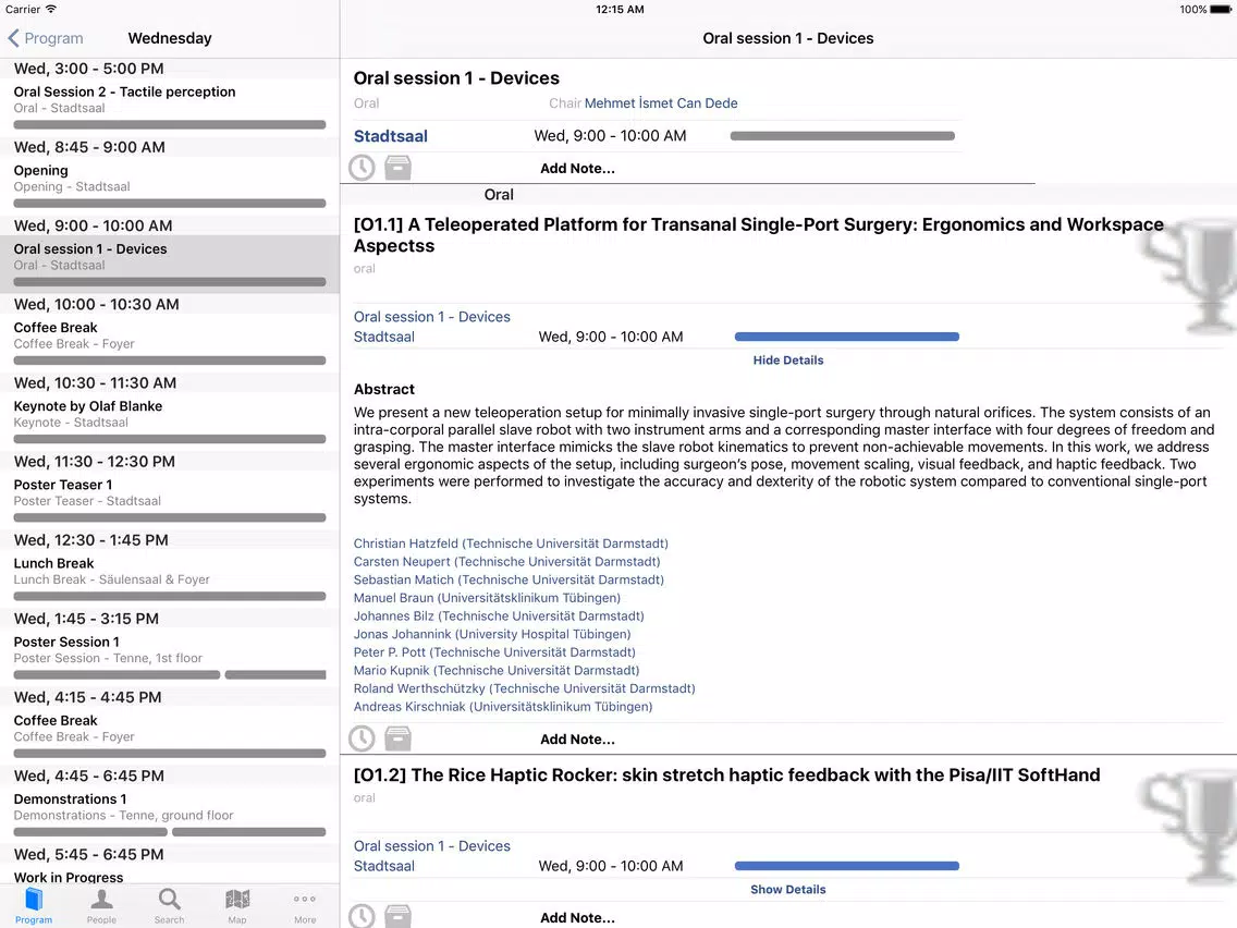 Haptics2017 iPad  Ekran Görüntüleri