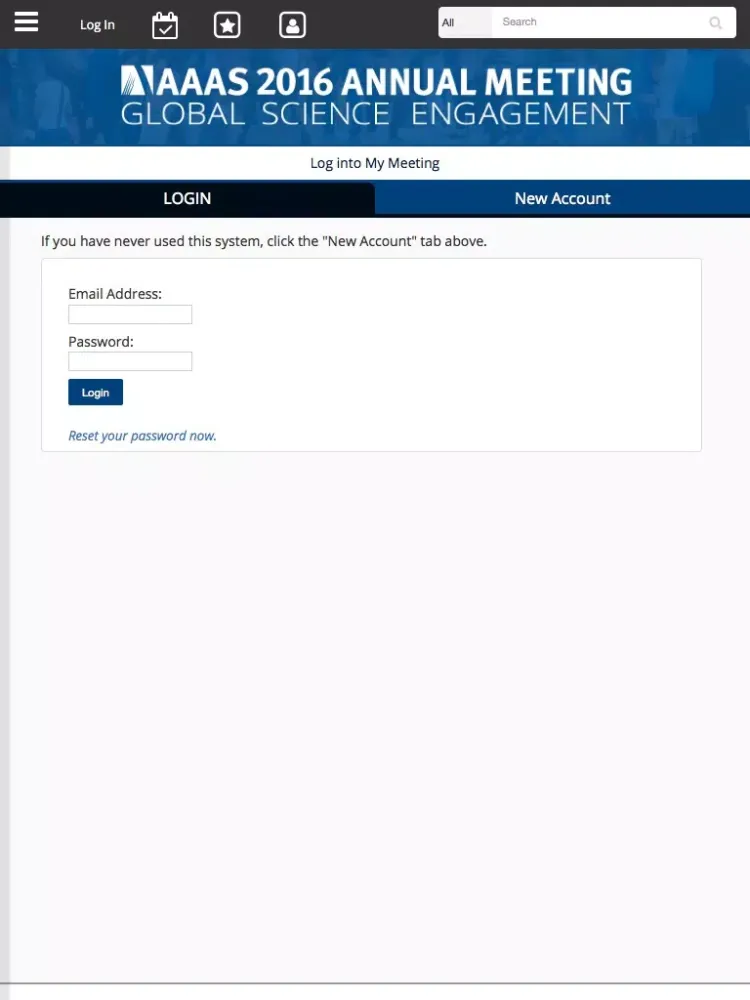 Ảnh chụp màn hình của 2016 AAAS Annual Meeting iPad 