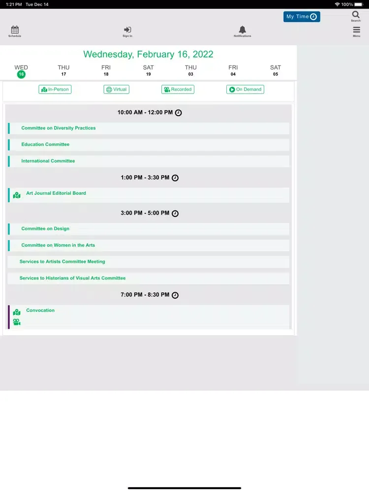 Capturas de tela do CAA 2022 iPad 