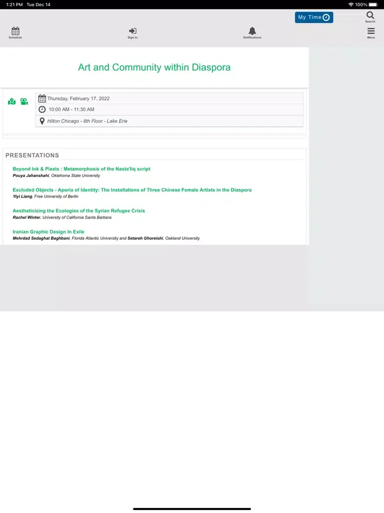 Capturas de tela do CAA 2022 iPad 