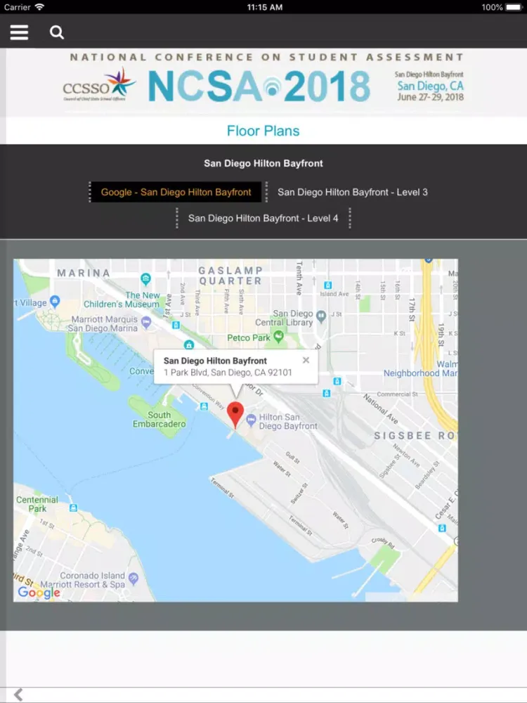 Capturas de tela do CCSSO NCSA2018 iPad 