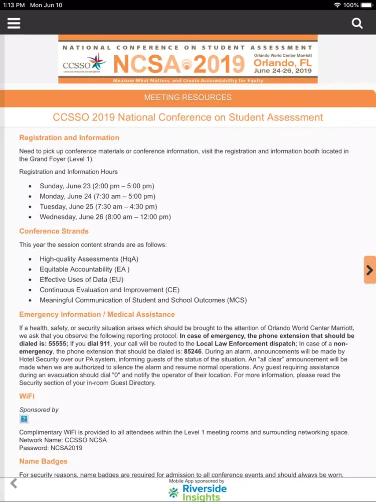 CCSSO 2019 NCSA iPad 應用截圖