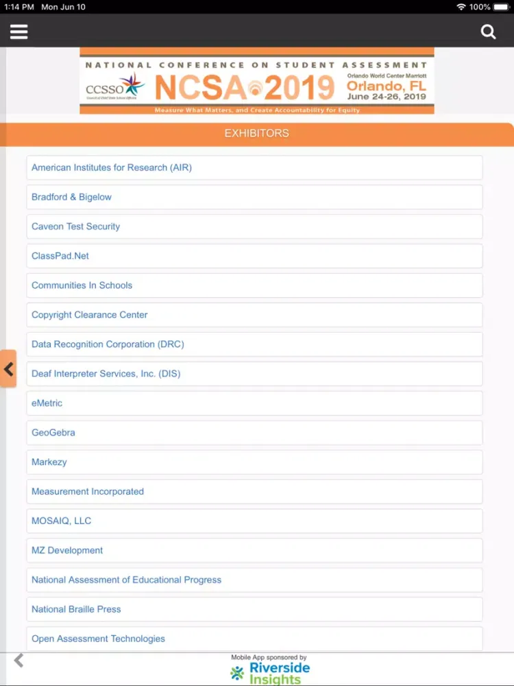 CCSSO 2019 NCSA iPad 應用截圖