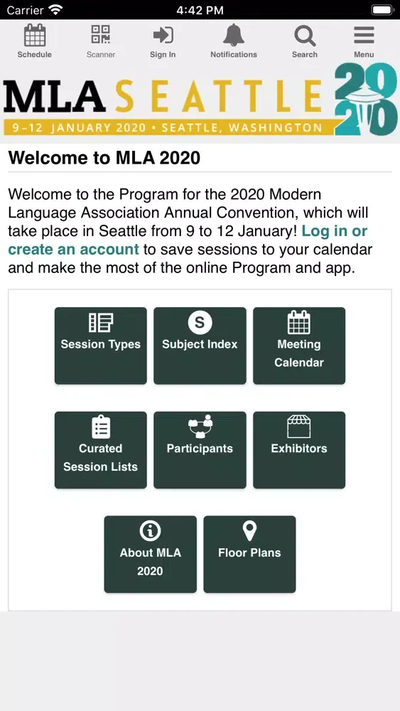 Capturas de tela do MLA 2020 Annual