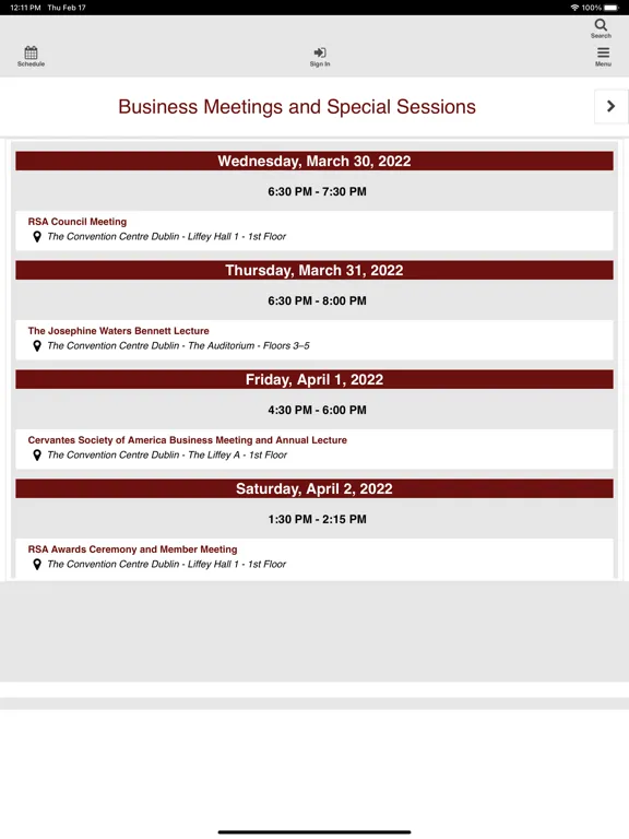 RSA Dublin 2022 iPad  Screenshots