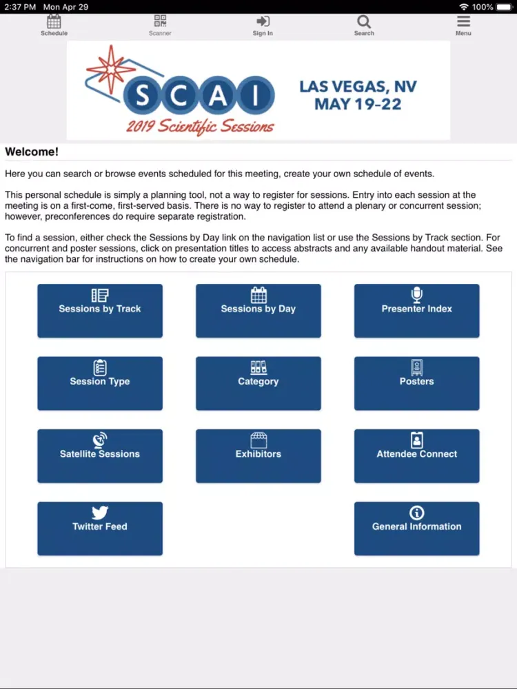 Ảnh chụp màn hình của SCAI 2019 iPad 
