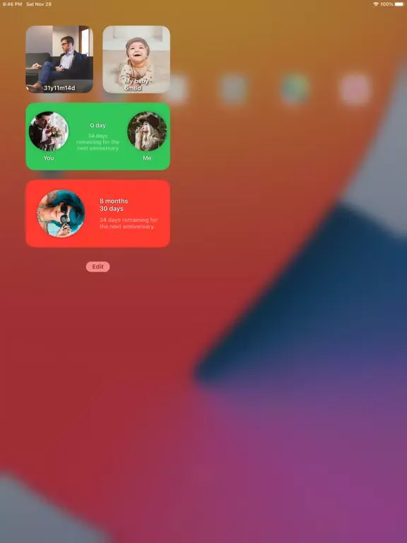 Tangkapan skrin Memorial Widgets iPad 
