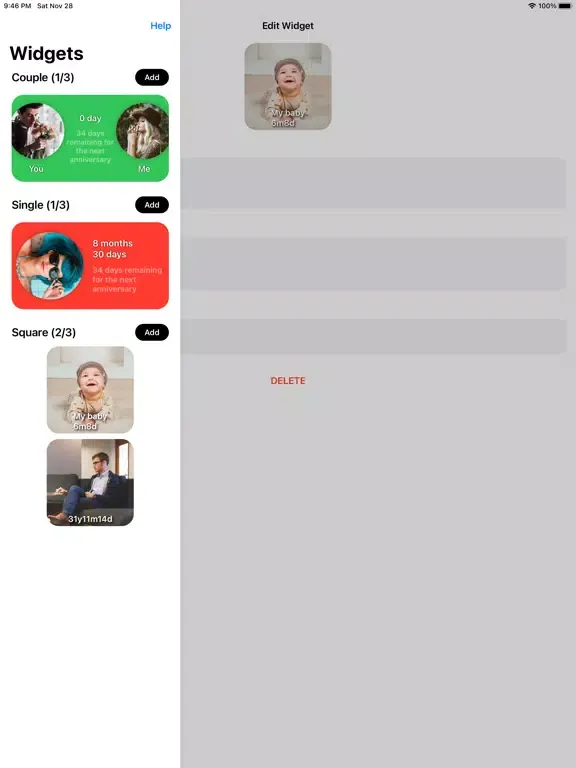 Tangkapan skrin Memorial Widgets iPad 