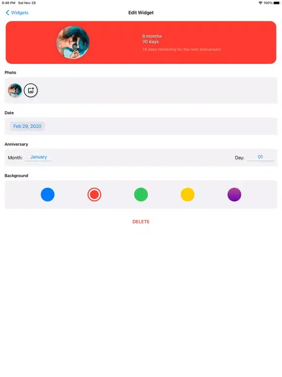 Tangkapan skrin Memorial Widgets iPad 