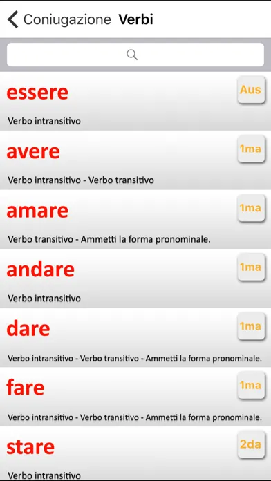 Captures d'écran de Italian verbs conjugation