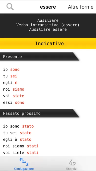 Captures d'écran de Italian verbs conjugation