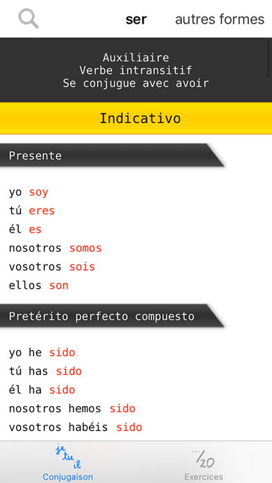 Conjugation : Spanish verbs 스크린샷