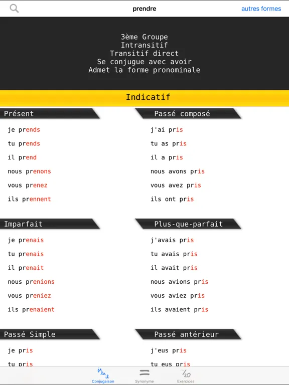Capturas de pantalla de French verbs conjugation L'OBS iPad 