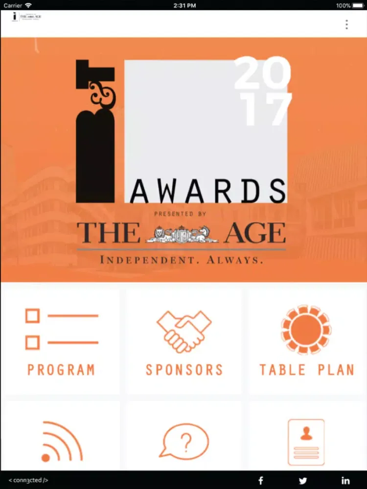 Ảnh chụp màn hình của B&T Awards 2017 iPad 