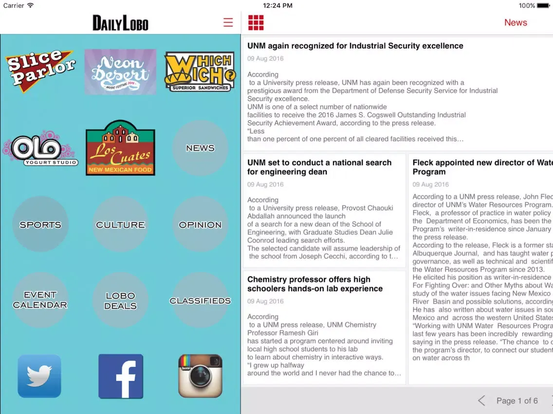 Capturas de tela do The Daily Lobo iPad 