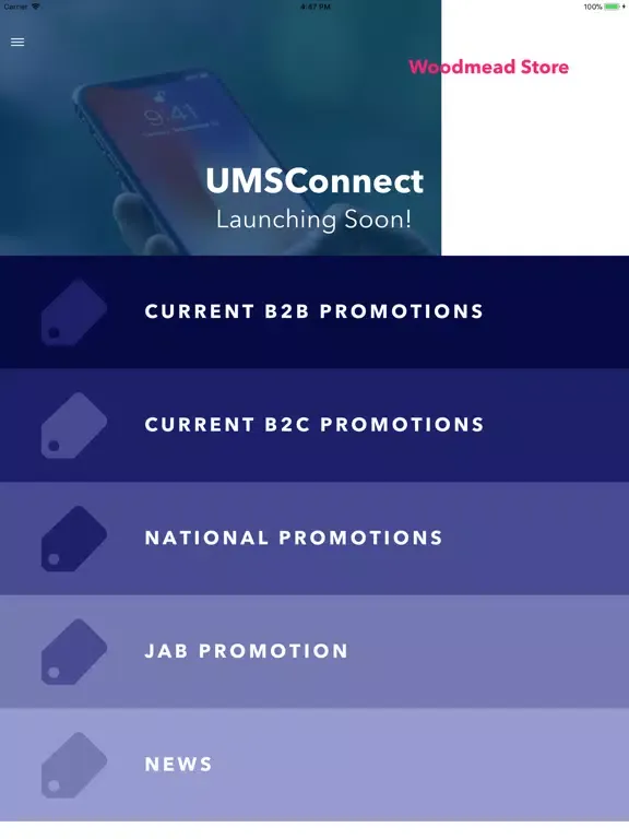 Tangkapan layar UMSConnect iPad 