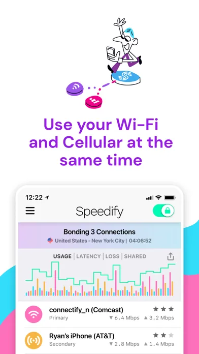 Speedify: Cellular Bonding VPN سکرین شاٹس
