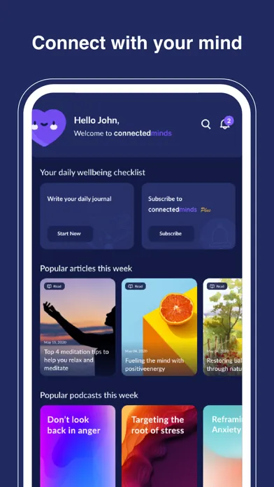 connectedminds: Wellbeing App Screenshots