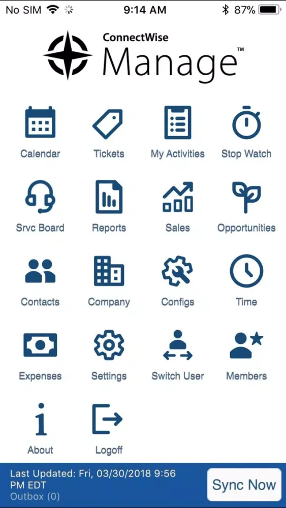 Ảnh chụp màn hình của Legacy ConnectWise Manage