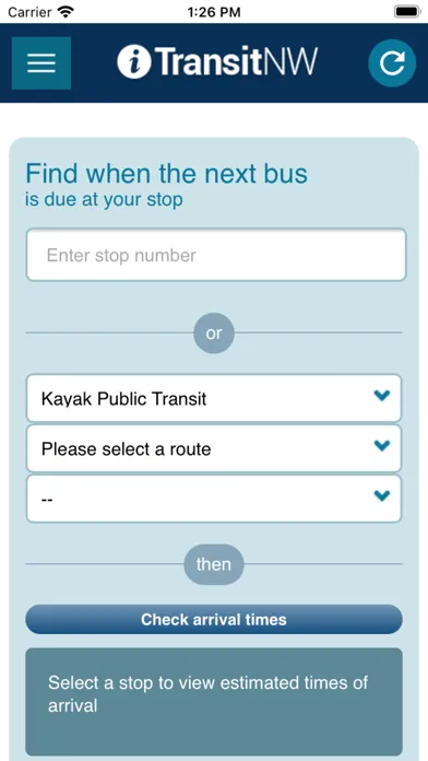 Capturas de tela do Kayak Transit