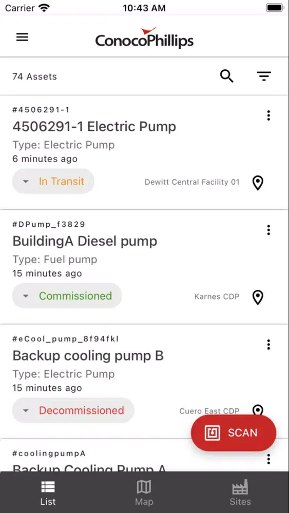 ConocoPhillips Asset Tracking Ekran Görüntüleri