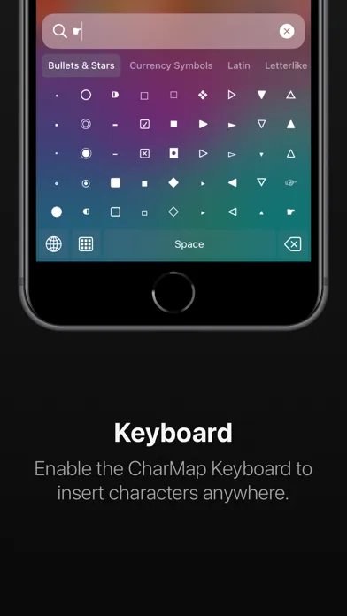 ภาพหน้าจอของ CharMap — Unicode Characters