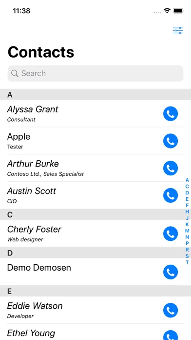 Corporate Phonebook Screenshots