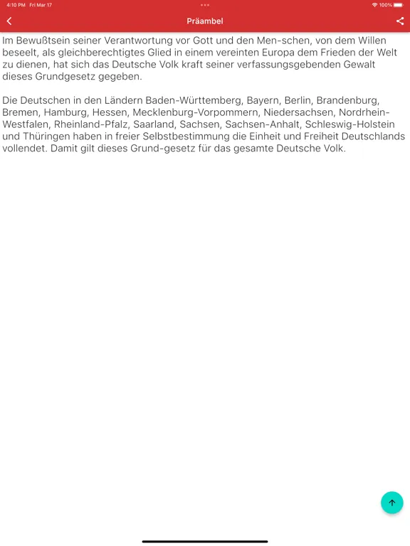Tangkapan skrin Constitution of Germany iPad 