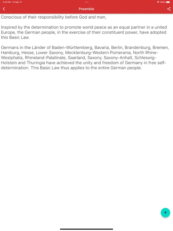 Tangkapan skrin Constitution of Germany iPad 