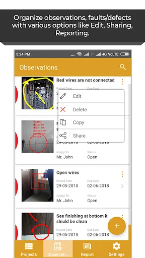 Ảnh chụp màn hình của Site Inspection - Snagging