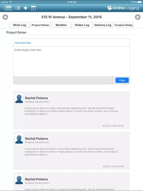 OnSite Logging iPad  स्क्रीनशॉट