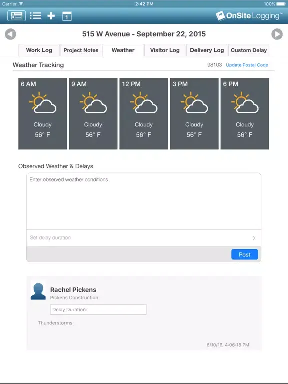 OnSite Logging iPad  स्क्रीनशॉट