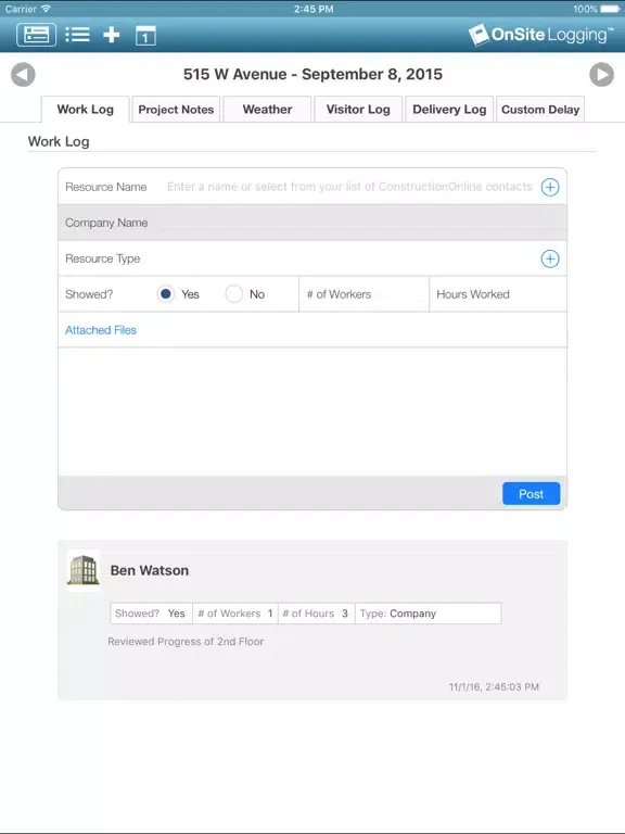 OnSite Logging iPad  स्क्रीनशॉट