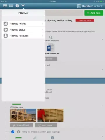 Capturas de pantalla de OnSite Punchlist iPad 